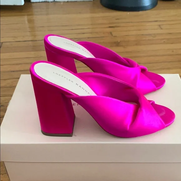 Loeffler Randall 💖Pink Mules with Block Heel and Twisted Detail - Picture 1 of 9